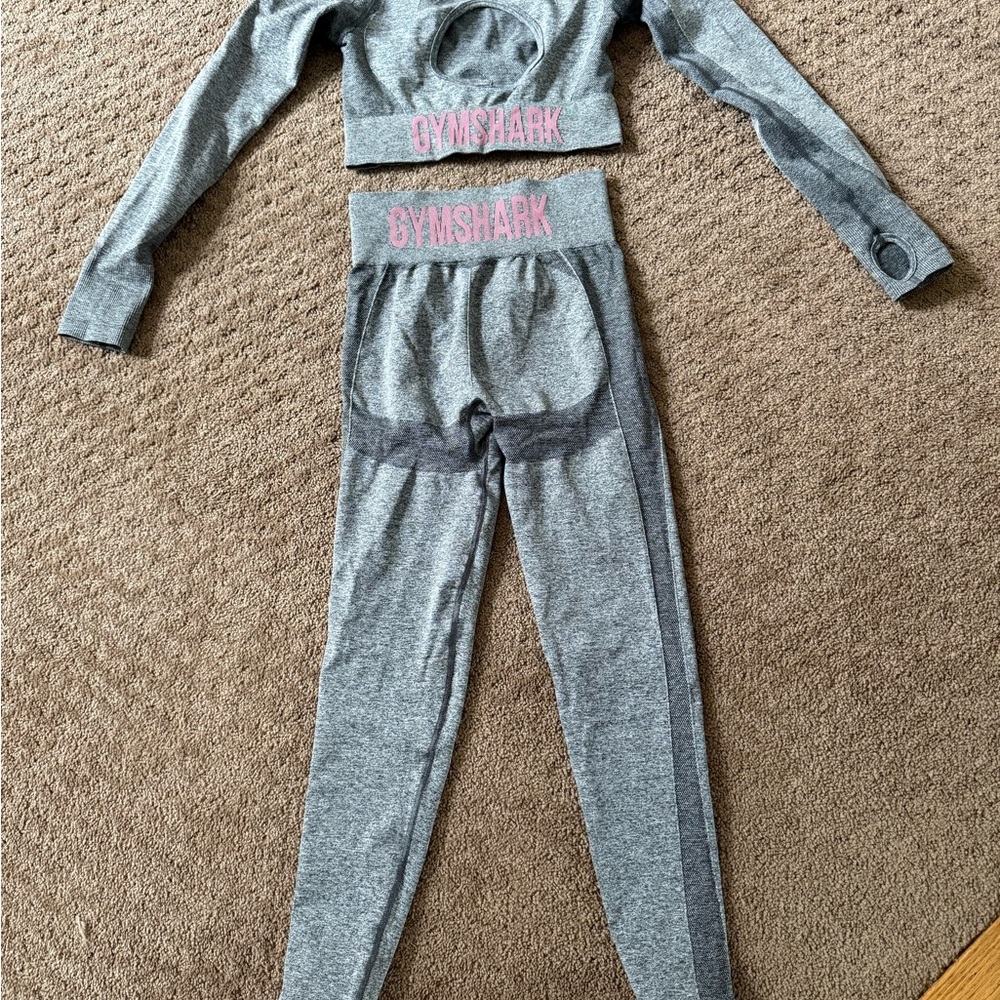 Gymshark Heather Gray and Pink Workout Set